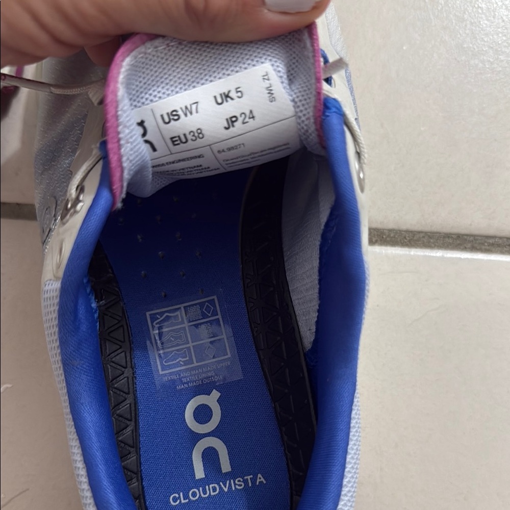 On Running Women's White, Blue & Pink Cloudswift Sneakers - Picture 7 of 8